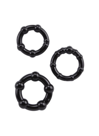 Pack 3 cockring noir avec billes - COR005BLK